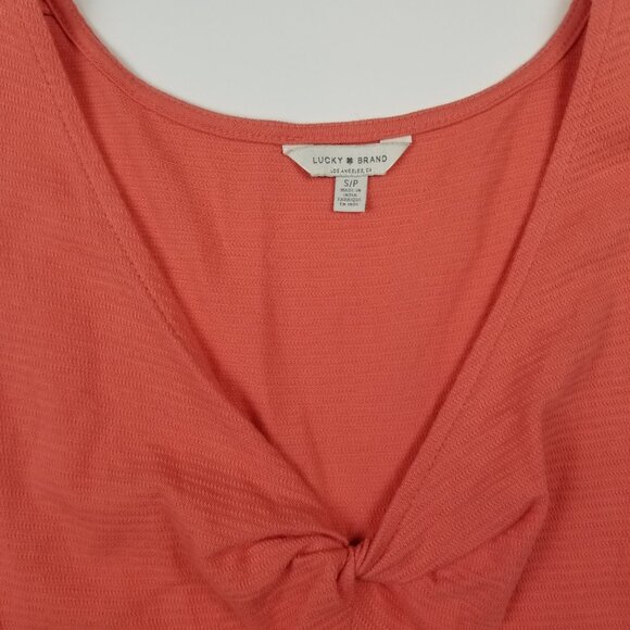Lucky Brand Coral Twist Knot Front Peplum Tank Top Coral Size Small NWOT - Picture 2 of 8